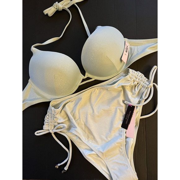 Victoria's Secret 32AA,32A,32B,32C,34B BOMBSHELL BIKINI high-waist bottom mint - Picture 10 of 10